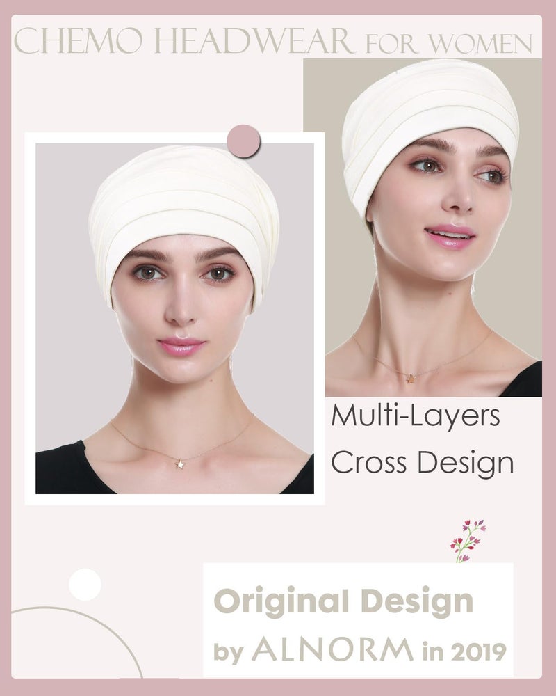 Alnorm Chemo Turban Bandanas for Cancer Patients Off-White - Image 4